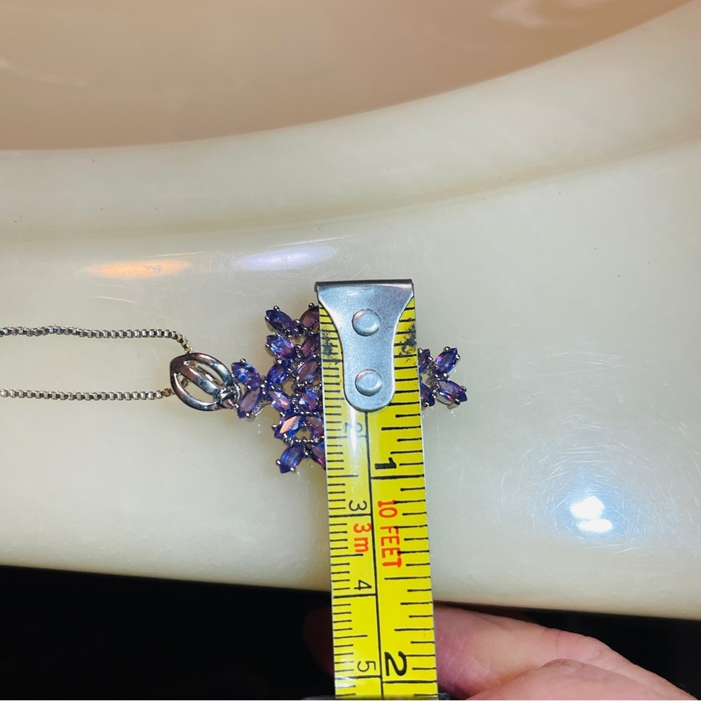 ✝️Beautiful Oval Cut Amethyst 925 Sterling Silver Magnetic Clasp Cross Necklace! - Picture 6 of 15